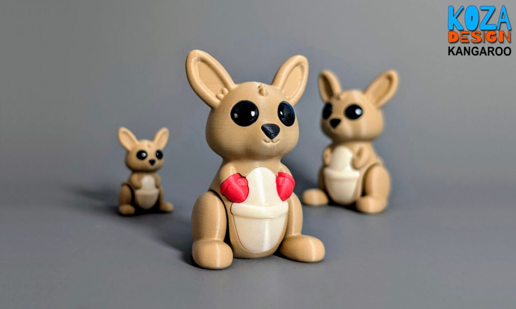 KOZA Design 3D Printed Kangaroo – Collectible & Keychain Versions